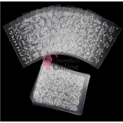 Stickere 3D Combinate  3DA02 Argintii Metalizat, 6 folii